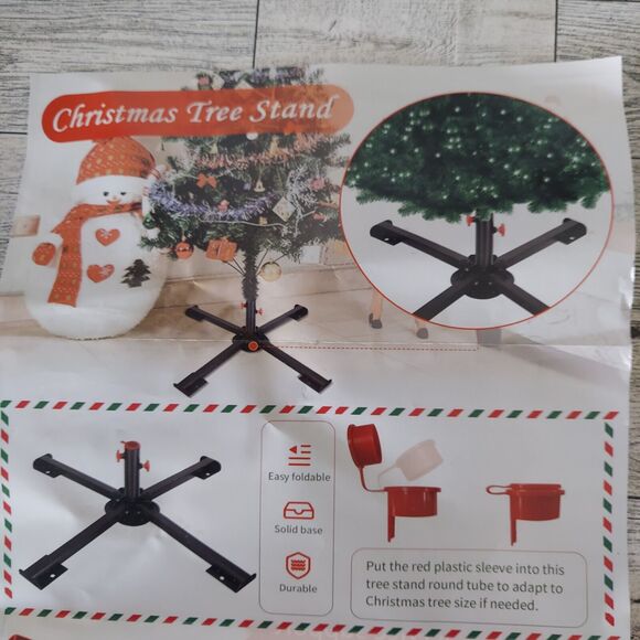 Artificial Christmas Tree Stand 1" 1.25" Or 1.5" Pole Sturdy Metal Folds Easy - Picture 12 of 16